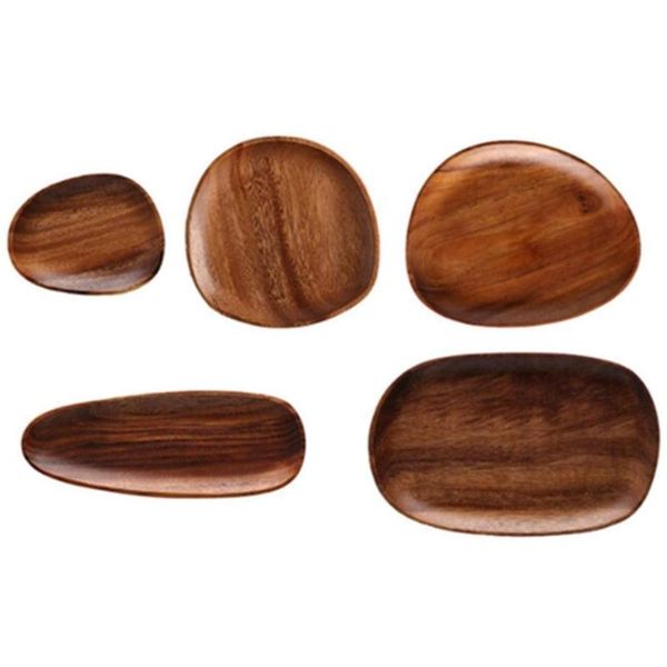 

dishes & plates 5pcs wood serving tray,natural wooden plate unique handmade carved dish for fruit snack, handcrafted set