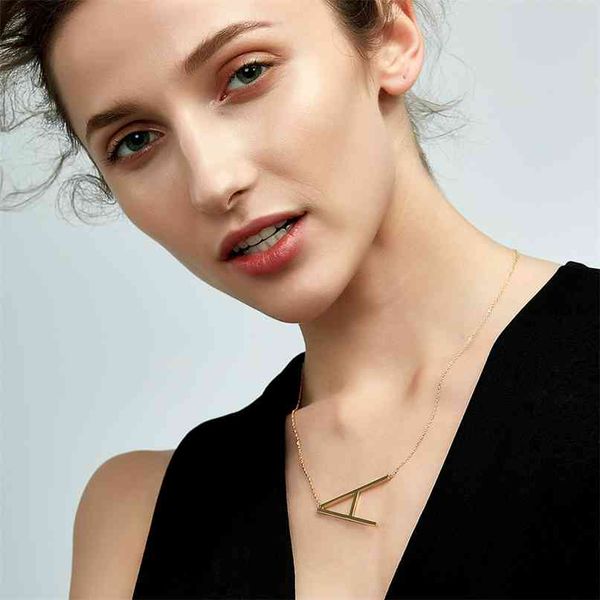 

enfashion letter necklaces alphabet initial pendants gold color stainless steel choker for women jewelry 210721, Silver