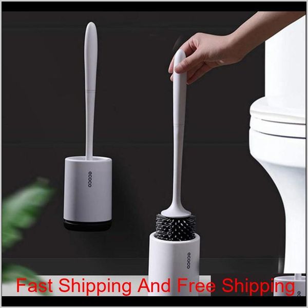 Silikon-Toilettenbürste mit weichen Borsten, Badezimmer-Toilettenschüsselbürste und Halter-Set, langlebige Reinigungswerkzeuge aus thermoplastischem Gummi 4Yjdz V401F