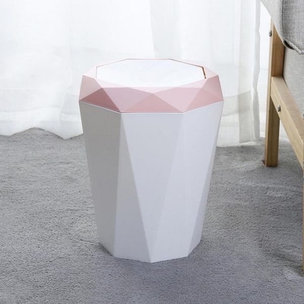 

waste bins in 2021swing lid trash can household can-medium pink