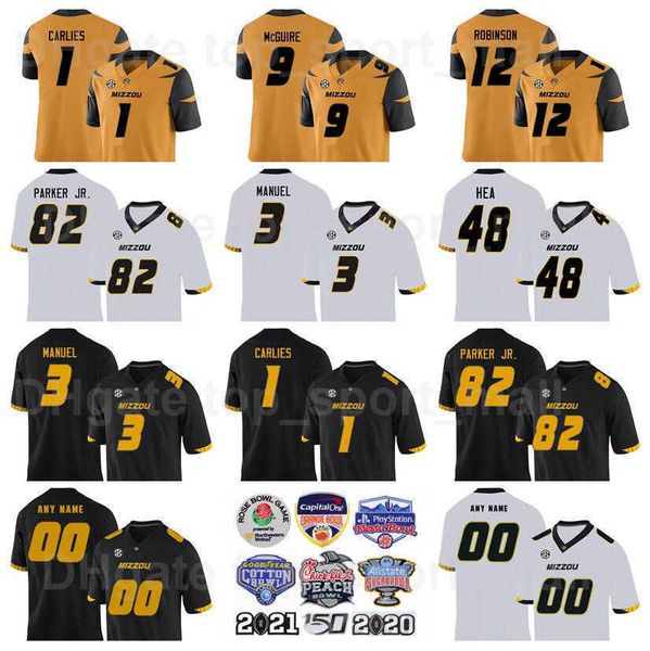 

ncaa college missouri tigers football 3 martez manuel jersey 1 jaylon carlies 9 isaiah mcguire 82 daniel parker jr 48 niko hea 12 shawn robi, Black
