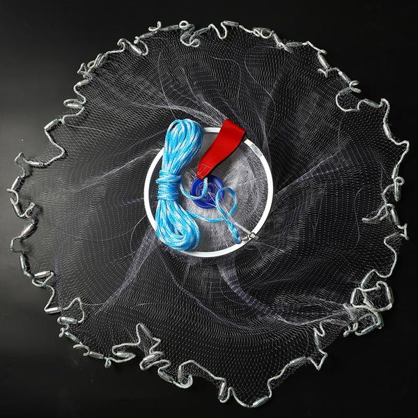 

fishing accessories 2.4m-3m net cast easy hand throw catch fish network small gill mesh with sinker