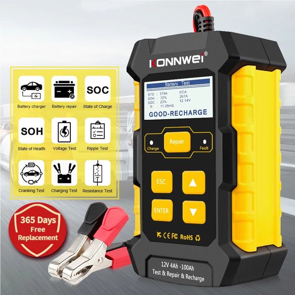 Konnwei KW510 Full Tester Automático de Carro Automático 12V Ferramentas de Diagnóstico Reparação de Pulso 5A Battery Carregadores Molhado AGM Seco Gel Chumbo Ácido