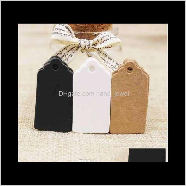 

100pcs paper gift tags card white/black/kraft scallop festival wedding decoration blank mini luggage label 2*4cm 6lfs6 yhr8o