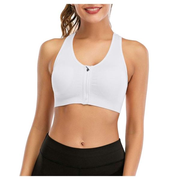 

yoga outfit women sports bra high impact zipper front fitness gym running adjustable plus size push up seamless vest