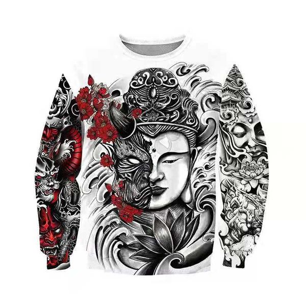 

goblin mask pattern men's 3d printed hoodie visual impact party punk gothic round neck american sweatshirt hoodie, Black