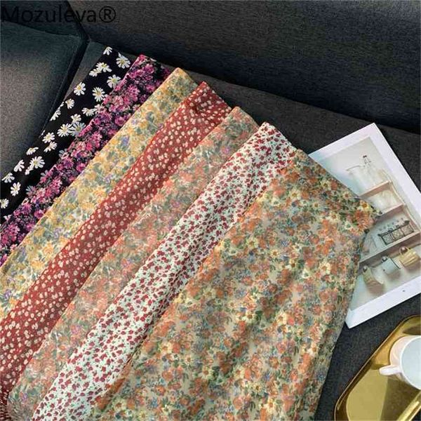 

mozuleva spring summer high waist chiffon women skirts casual floral print female maxi beach plus size s-3xl 210619, Black