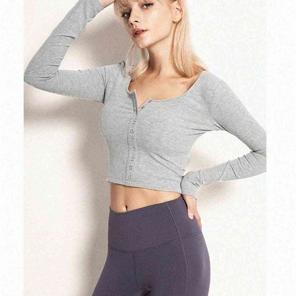 

lu women yoga sweatshirts high waist sports gym wear color breathable stretch tight sleeve skinny shirts women athletic joggers vfu 035q#, White