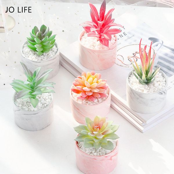 

jo life marble ceramic pot artificial flower succulent plant for home office wedding decoration