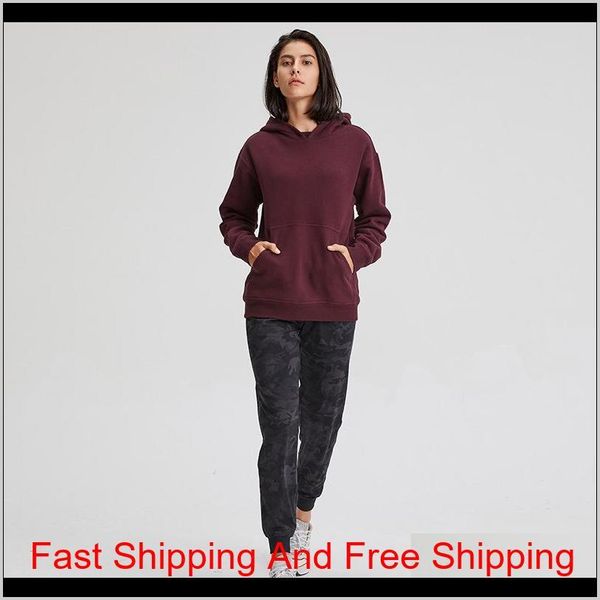 

sport fitness hoodies lu-123 women autumn winter fleece hooded sweatshirt solid gym outwear warm sweat femme yoga qylfrt item_home, Black;red