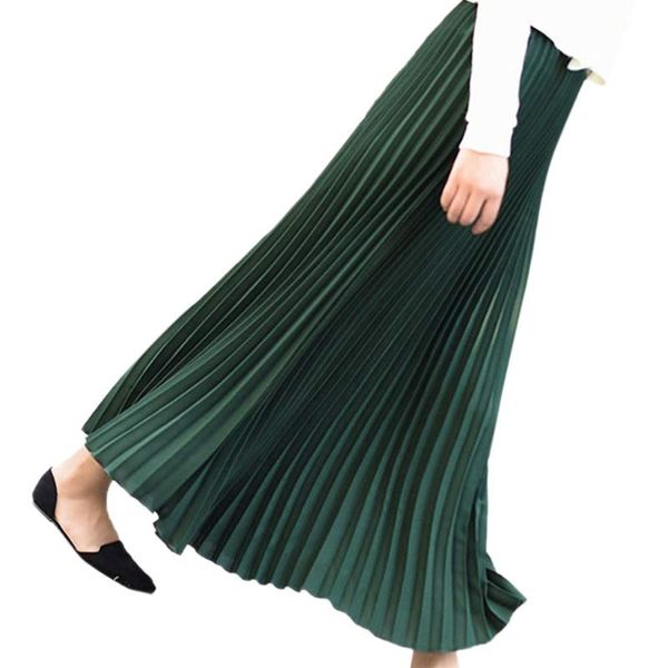

skirts for womens casual solid pleated elegant midi elastic eight-color high waist belted loose party 2021, Black