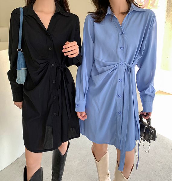 

2021 new colors spring long sleeve woman lady loose solid color shirt casual autumn blue maxi womens 2021(xh30062 d5dw, Black;gray