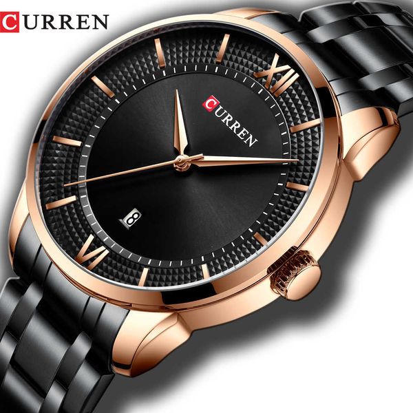 Curren Men's Watches Top Marca de Luxo Estilo de Moda Quartzo Relógio de Pulso Auto Data Busines Aço Inoxidável Relógio Masculino Reloj Hombre q0524