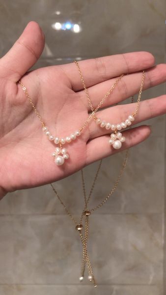 

link, chain original handmade gold-plated winding simple freshwater pearl cat claw necklace luxury jewelry designer channel earrings, Black