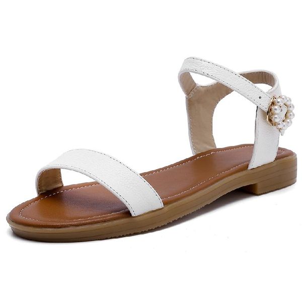 

sandals summer women's shoes genuine leather flats casual beach white gladiator flip flops girls footwear, Black