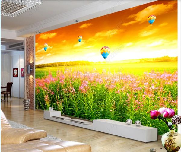 

3d p wallpaper custom mural on the wall beautiful grassland summer sunset home decor 3d wall murals wallpaper in the living room