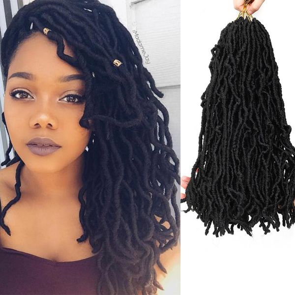

lans crochet hair 18 inches ombre faux locs color extension 21strands/pcs synthetic soft nu locs braiding hair for women ls25, Black