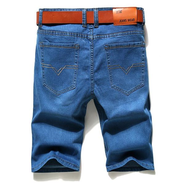 

men's jeans 2021 summer thin slim-fit denim shorts business casual fashion all-match stretch loose cropped trousers male brand, Blue