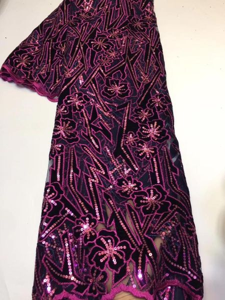 

ribbon mei red velveteen lace material african soft velvet fabric with silver sequins for clothes 5yards/pc fz-121, Pink;blue