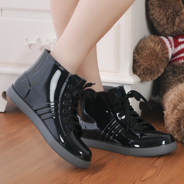 

jelly fashion lovers rain solid short tube boots south anti-slip dancin'shoes rubber shoes pd6m, Black