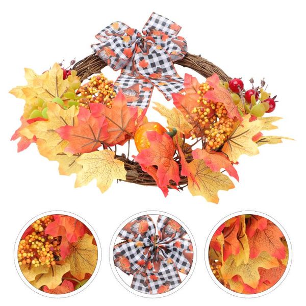 

decorative flowers & wreaths 1pc thanksgiving wreath decor garland door (orange)