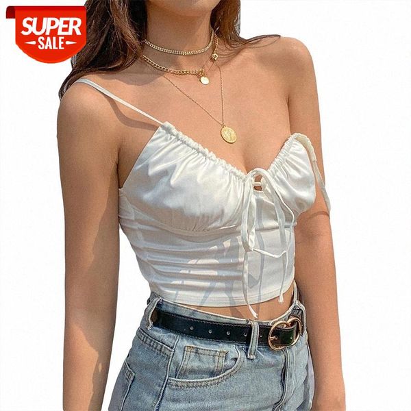 

women v-neck camisole silky soft fabric crop girl slim party club sling tank female harajuku 2020 summer new #es7c, White
