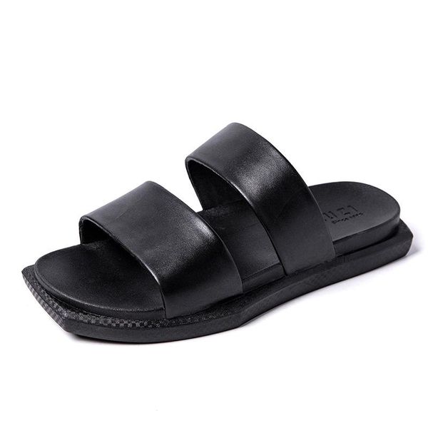 

men's summer fashion casual trend home cool comfortable non-slip indoor bathroom personalized slippers men's simple beach slippe, Black