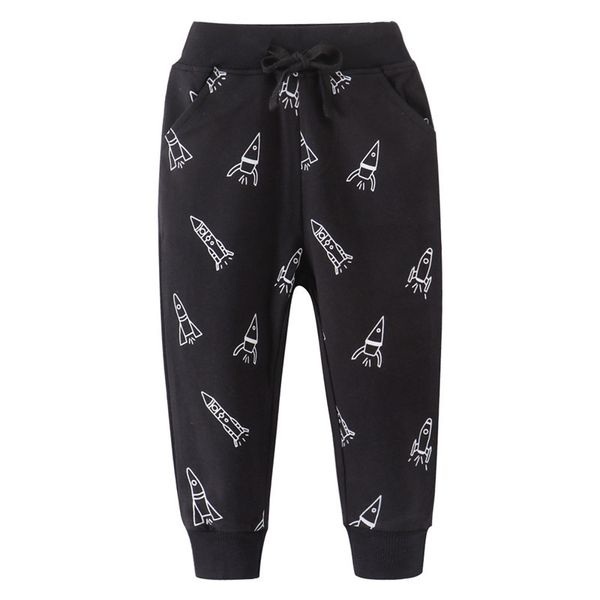 

new boys girls sweatpants with rockets printed fashion baby clothes drawstring sport pants children full trousers boys pants 210308, Blue