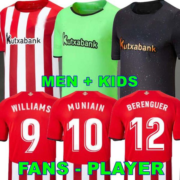 

fans player 21 22 bilbao soccer jersey home athletic raul garcia berenguer williams 2021 2022 villalibre muniain martinez men kids kit camis, Black;yellow