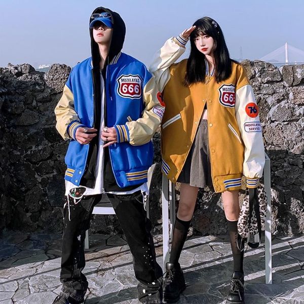

women's jackets autunm couple clothes jacket y2k fall and winter fashion trendy brand baseball uniform coat jean, Black;brown