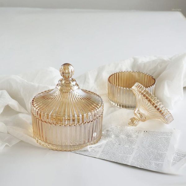 

storage bottles & jars retro sugar cube ins wind pendulum amber glass jar candy jewelry snack with lid