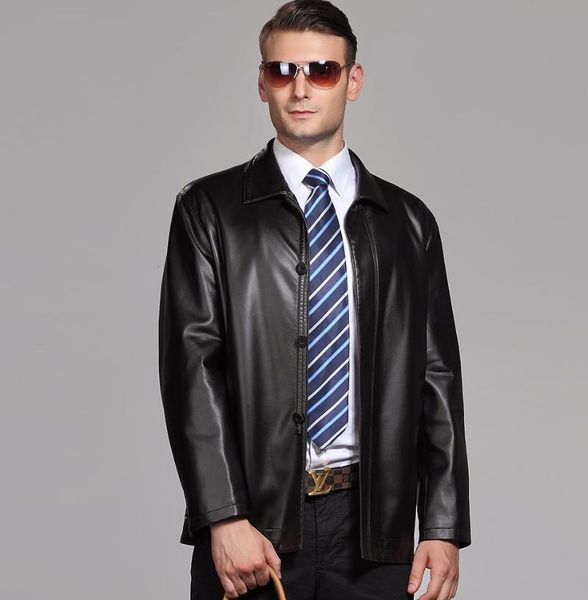 

men's fur & faux leather coat man jacket sheepskin black brown fashion casual style clothing sale casaco de couro