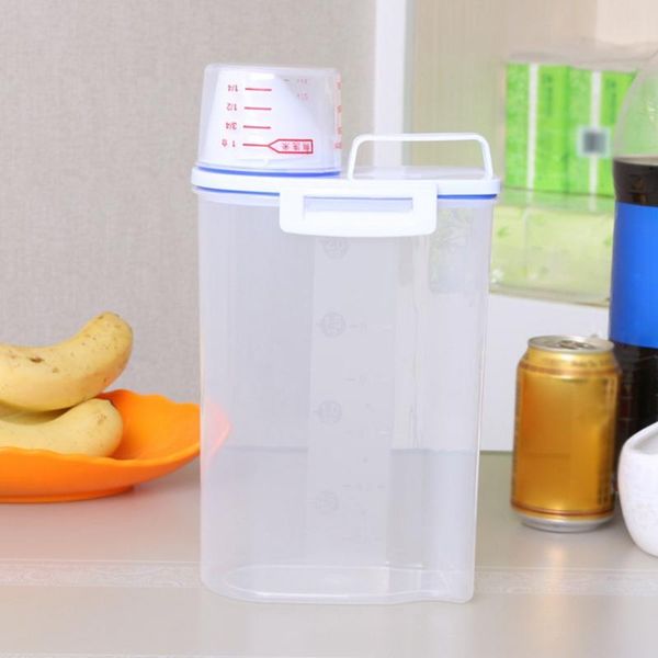 

storage bottles & jars moisture-proof grain food box hand-held with measuring cup plastic sealing jar 1pc