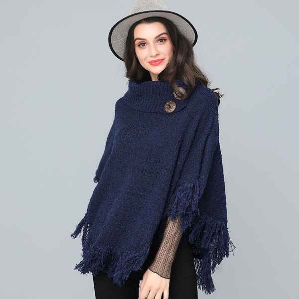 

scarves vintage boho cloaks capes red women autumn winter floral knitted poncho tassels chic cloak outwear, Blue;gray