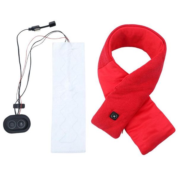 

cycling caps & masks 3 speed temperature adjustment heated scarf rechargeable carbon fiber hiking scarves usb heating shawl neck warmer pad, Black