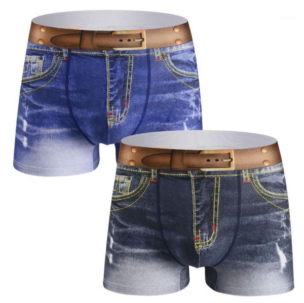 

cotton breathable demin underpants slim mid waist male boxers fashion casual plus size underwear 2021 new mens, Black;white