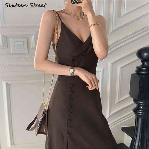 

elegant summer dress for woman coffee black party straped vestidos runway slim waist business korean es 210603, Black;gray