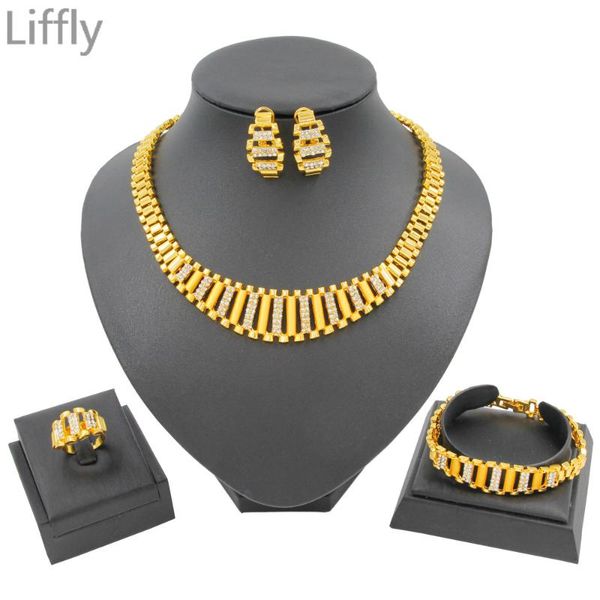 

earrings & necklace classic personality design 24 gold jewelry sets crystal bracelet for women birthday party gift, Silver