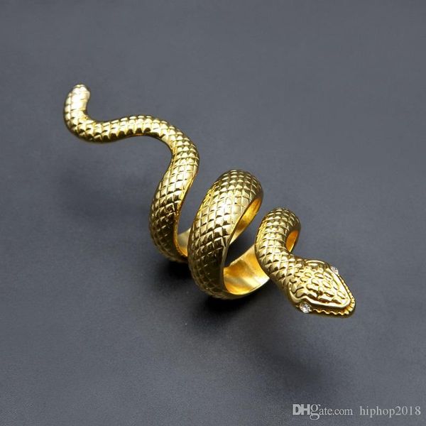

mens hip hop jewelry gold ring punk exaggerated snake alloy rings for men, Silver