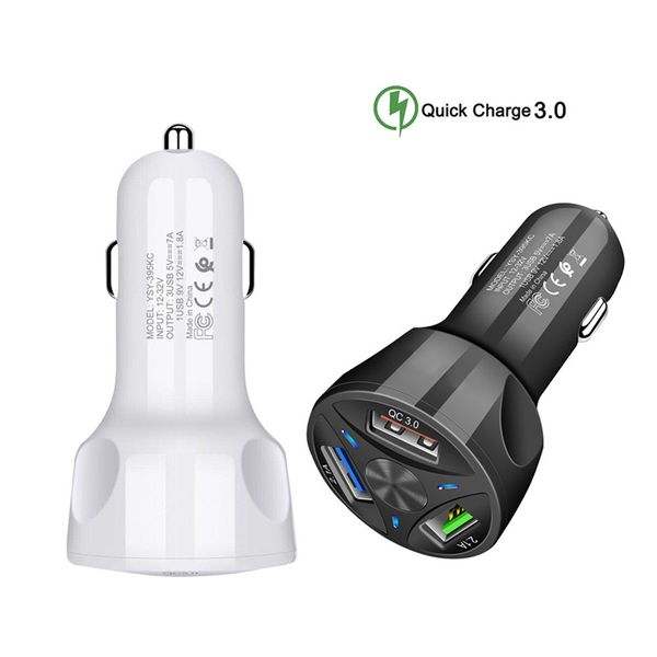 

qc3.0 fast car charger 2.1a led digital display car adapter 3 usb fast charger for iphone 11 samsung note 10