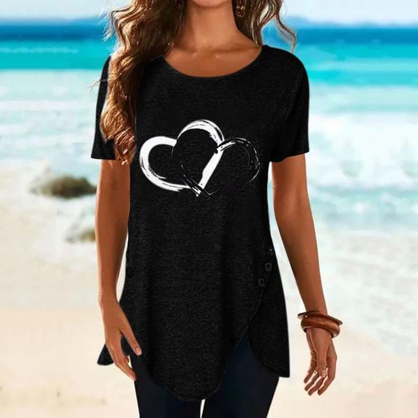 

women's t-shirt summer clothes for women ladies casual plus size printing o-neck short sleeve long female, White