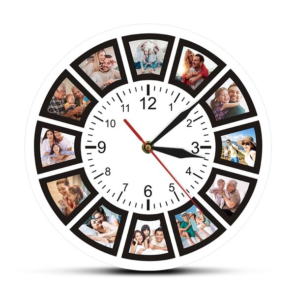 Crea il tuo orologio da parete personalizzato 12 foto Regalo souvenir unico Orologio da parete per la casa Foto personalizzate di amici di famiglia Orologio stampato 210310