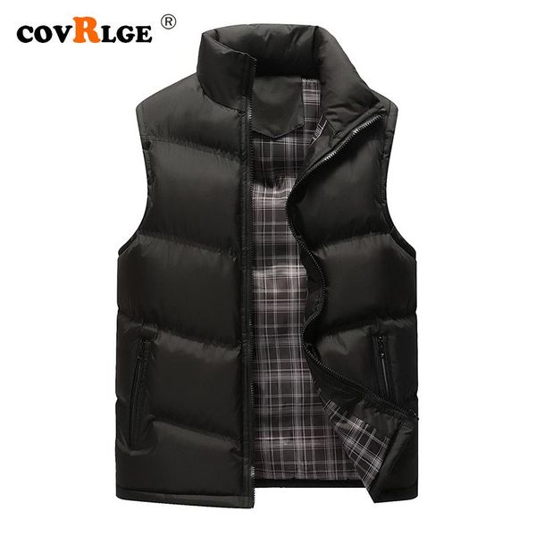 

men's vests covrlge 2021 brand mens sleeveless vest winter fashion casual coats male padded men thicken waistcoat 4xl mwb016, Black;white