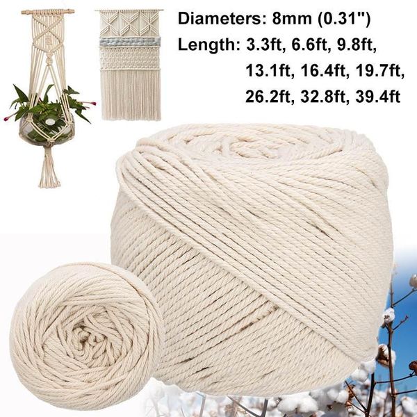 

hilo macrame cord 12mm cotton rope white 3-strand cord rope craft cotton string diy handmade bag wedding home decor accessories, Black;white