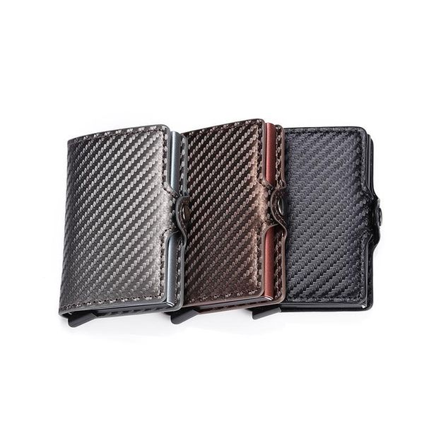 

bycobecy fashion carbon fiber credit card holder wallet rfid men business hasp wallet new male coin purse id holder wit qyltrw