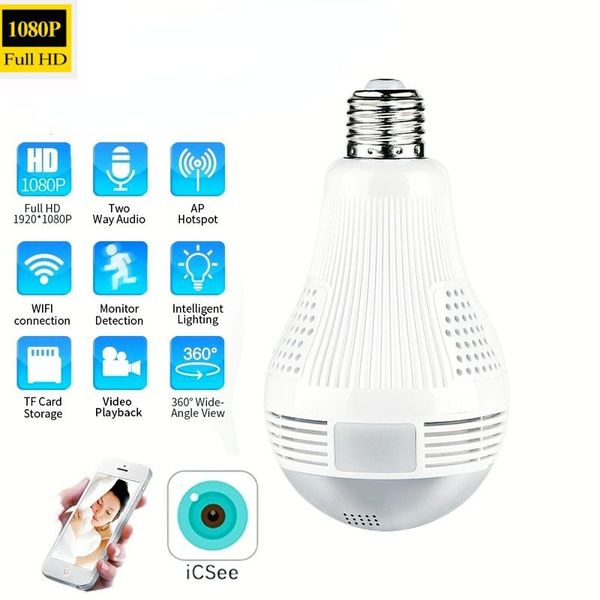 

cameras 1080p hd wireless home surveillance camera 360 panorama wifi ip bulb cctv fisheye network