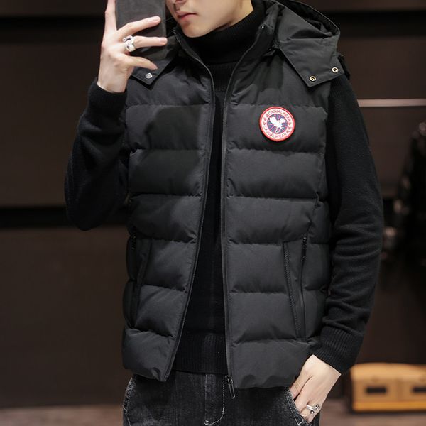 

autumn winter new waistcoat for young middle-aged men large loose and fat sleeveless vest jacket men's cantilevered warm coat, Black;white