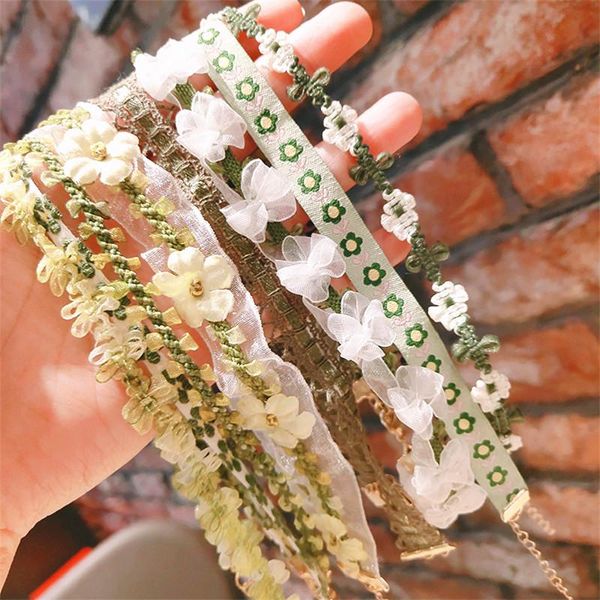 

spring and summer handmade collar necklace retro fairy lace clavicle chain chiffon sweet choker short necklaces neck accessories, Golden;silver