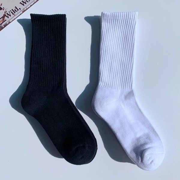 

men's socks skateboard sock basketball man fashion black white crew casual cotton sox hip hop autumn winter trendy sokken