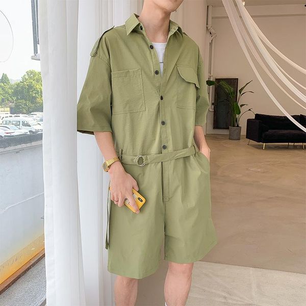 

men's tracksuits jumpsuits for men one piece overalls summer casual cotton shorts male rompers clothes fashion streetwear playsuits pan, Gray